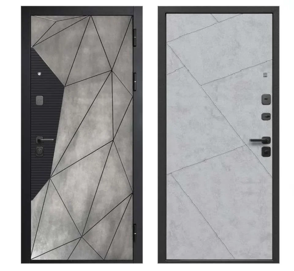 Дверь мет. FERRONI Геометрия 860х2050 "Пр" сатин черный, бетон лофт грей/бетон снежный Дверь мет. FERRONI Геометрия 860х2050 "Пр" сатин черный, бетон лофт грей/бетон снежный
