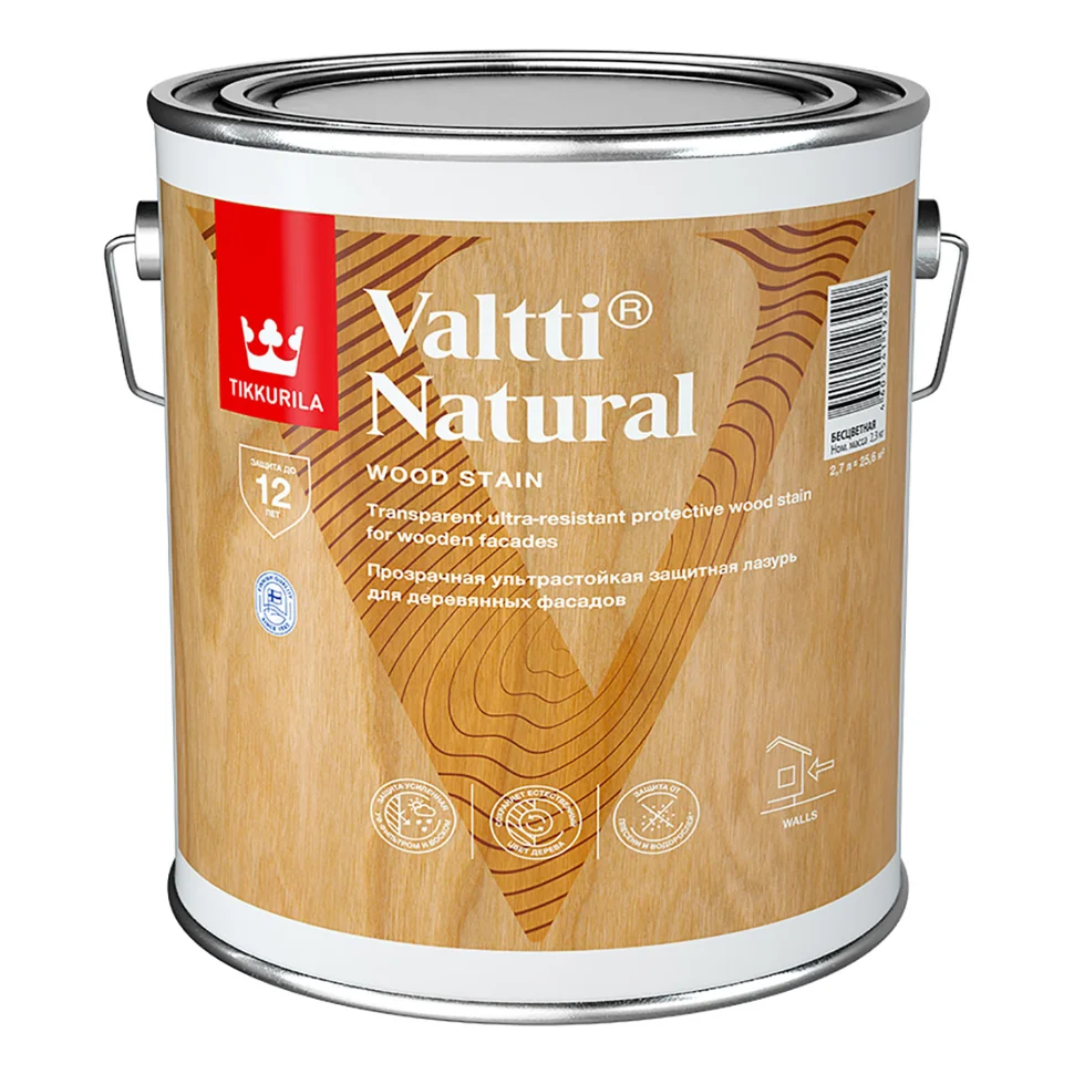 Антисептик-лазурь Tikkurila VALTTI NATURAL полуглянцевый 2,7л бесцветный