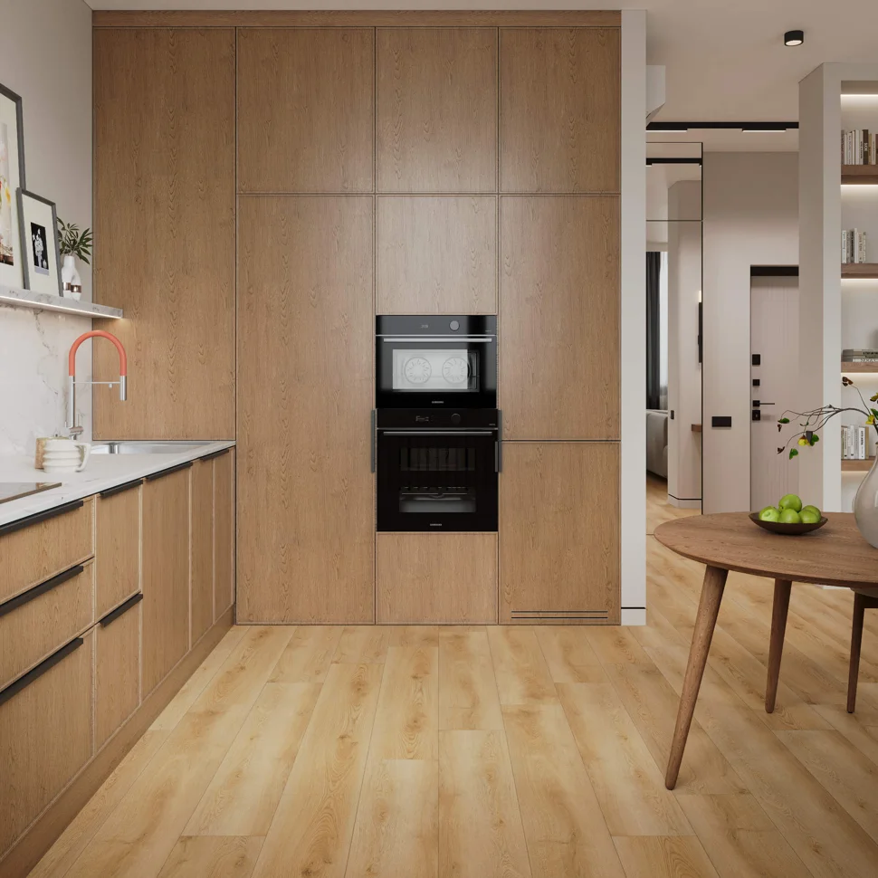 Плитка каменно-полимерная SPC FLOORWOOD Quantum 43 класс Дуб Купер 1220*228*5 мм, арт.6991 (с фаской)