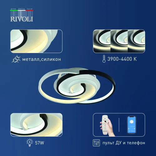 Светильник светодиодный Rivoli Abby 6101-101 LED 3900К - 4400К 57 Вт модерн с пультом