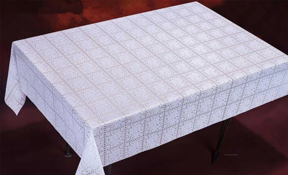 Клеенка ПВХ без основы ажурная 1,37*20м, мод. TR-653 белый