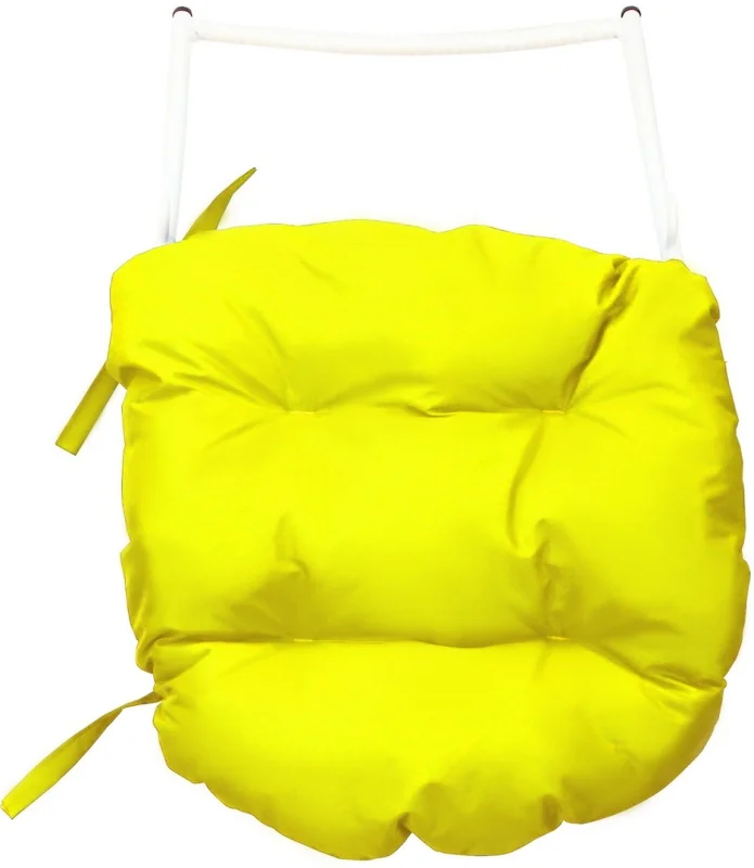 Подставка для ног на кресло подвесное, с ротангом белое, желтая подушка Подставка для ног на кресло подвесное, с ротангом белое, желтая подушка