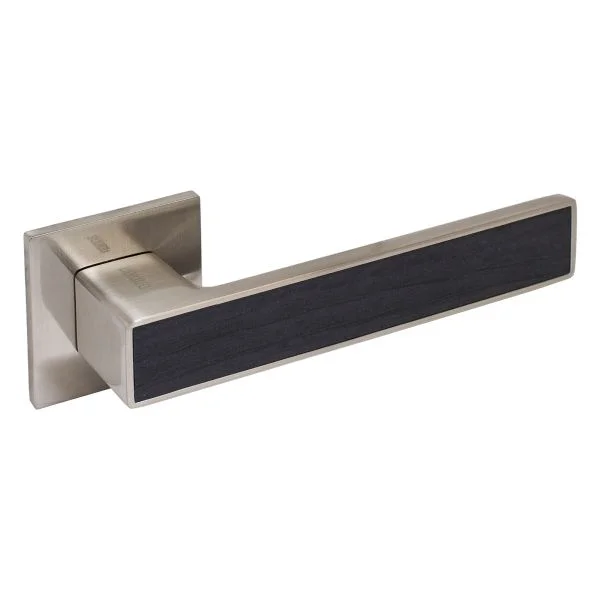 Ручка дверная АЛЛЮР квадратная АРТ "ЛАНА" SN (868TSD) матовый никель/темно-серое дерево ЗАЩИТ.ПЛЕНКА
