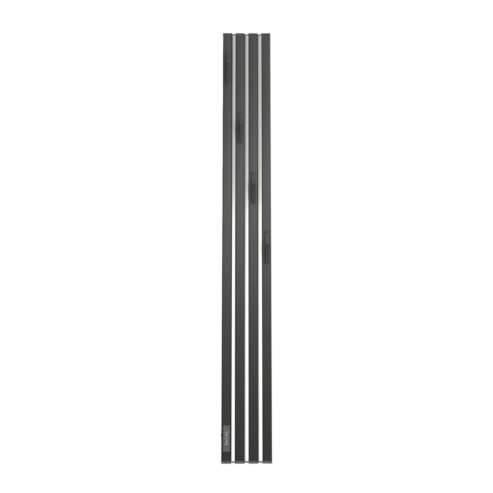 Полотенцесушитель электрический POINT Пиано (electro) 150х1200, диммер слева, черный/хром