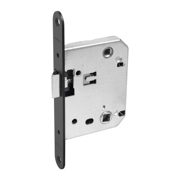 Защелка дверная АЛЛЮР АРТ L7050R BL матовый черный B2B пакет планка 20мм