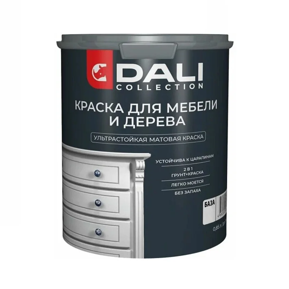 Краска ВД интерьерная для мебели База С бесцветная DALI COLLECTION 0,85л Краска ВД интерьерная для мебели База С бесцветная DALI COLLECTION 0,85л
