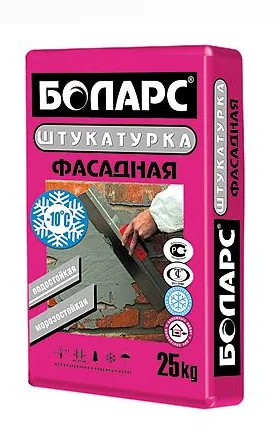 Штукатурка фасадная БОЛАРС цементная морозостойкая серая 25 кг