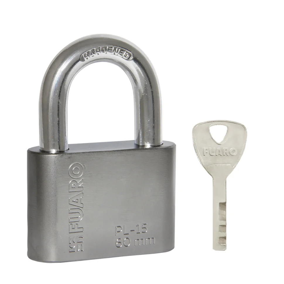 Замок навесной FUARO PL-WEATHER-1560 Nickel 4 fin key ( PL-15-60) диск. /блистер