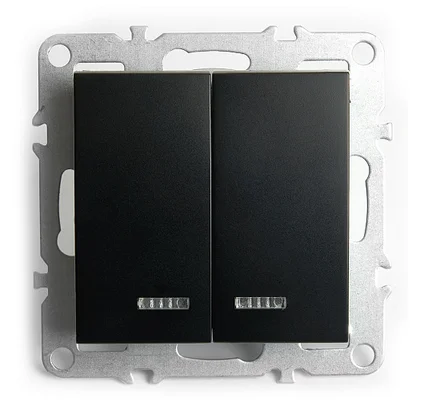 Выключатель двухклавишный СП 220V, 10А, (механизм), черный (PSW10-9104-03) Эрна STEKKER Выключатель двухклавишный СП 220V, 10А, (механизм), черный (PSW10-9104-03) Эрна STEKKER