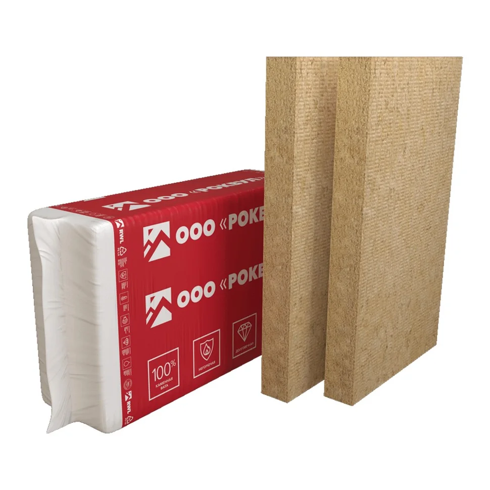 Утеплитель Роквул КАРКАС БАТТС 50мм в упаковке 12 плит 1000*600мм 0,360 м3 - 7,2 кв.м (16 упак. на поддоне) плотность 37кг/м3