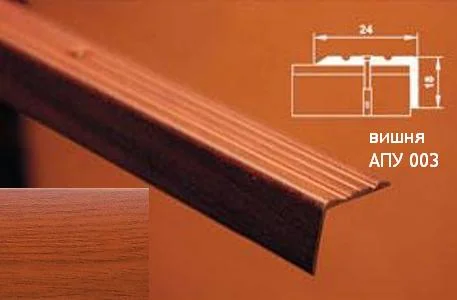 Порог АПУ 003 алюминиевый 1800*24*18 мм угловой (18 вишня)
