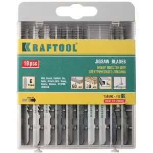 Набор пилок для лобзика по дереву, ДСП, фанере, мягкому листовому металлу 10шт, EU-хвост., KRAFTOOL
