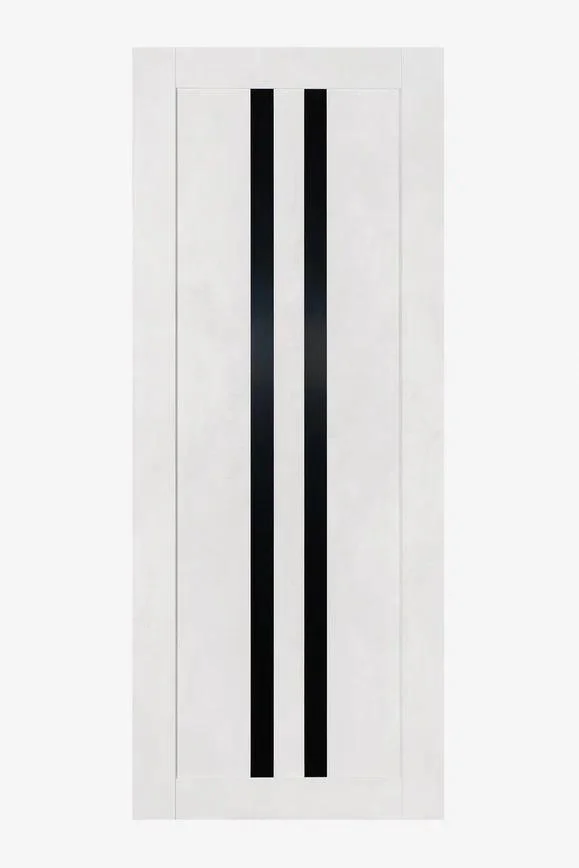 Дверь ТЕРРИ №112 Лофт Белый, частичное стекло ЧЕРНОЕ 60, еврошпон