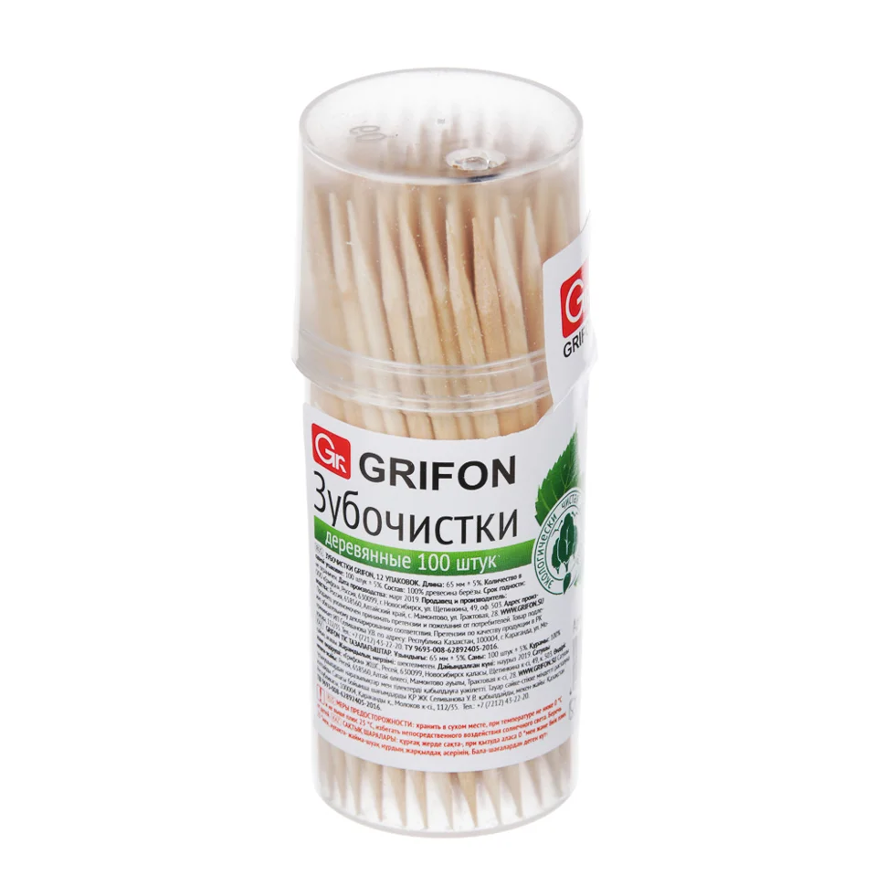 Зубочистки GRIFON 400-002 в баночке 100шт