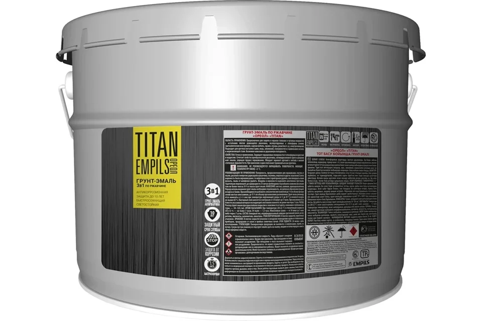 Грунт-эмаль по ржавчине красно-коричневая (RAL 3009) 8,5л ОРЕОЛ TITAN