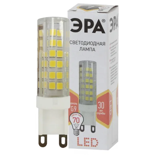 Лампа светодиодная 7W G9 220V 2700K 560Лм (желтый) ЭРА, JCD-7w-220V-corn, ceramics-827-G9