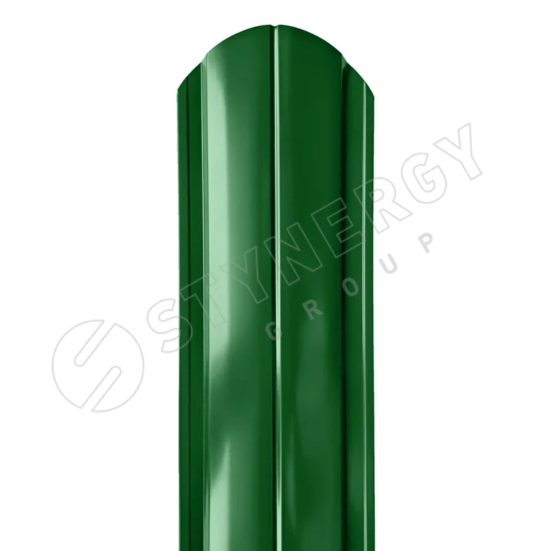 Штакетник металлический STYNERGY полукруглый фигурный 0.4 мм, PE RAL 6002 (зелёная листва), ширина 118мм, длина 1.5 м.п.