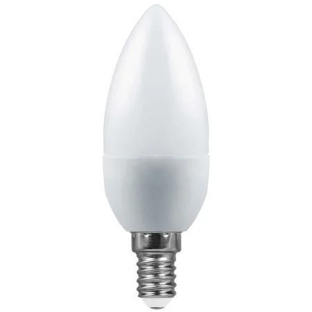 Лампа светодиодная 7W E14 230V 2700K 560Лм (желтый) Свеча матовая (C37) SAFFIT, SBC3707
