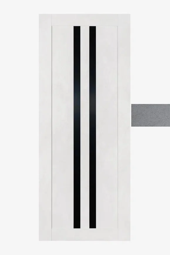 Дверь ТЕРРИ №112 Лофт Тёмный, частичное стекло ЧЕРНОЕ 80, еврошпон