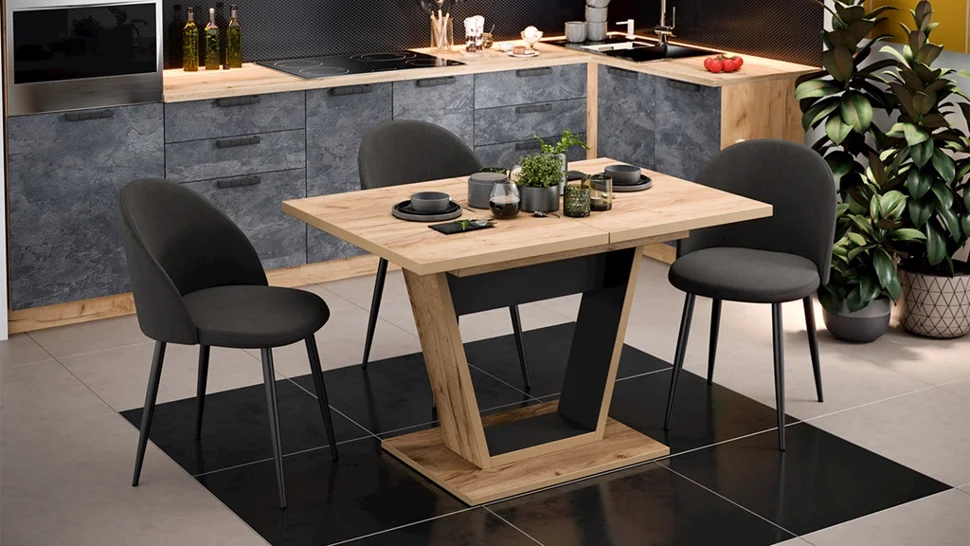 Стол обеденный Гавана раздвижной Тип 1 1200*(1515)*800*755 (Дуб крафт золотой/Черный)