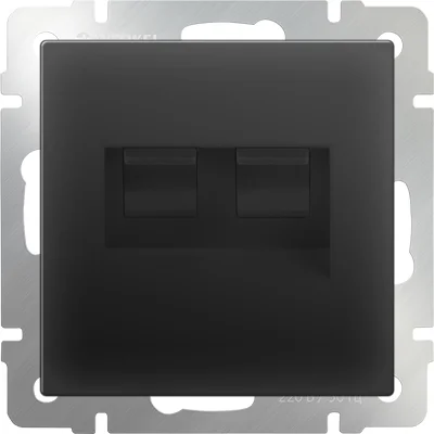 Розетка компьютерная 2-местная СП Werkel Ethernet, черный матовый(RJ-45), WL08-RJ45+RJ45