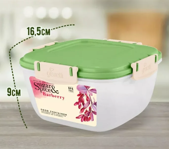 Контейнер для продуктов Sugar&Spice Барбарис герметичный 1л квадратный фисташка* Контейнер для продуктов Sugar&Spice Барбарис герметичный 1л квадратный фисташка*
