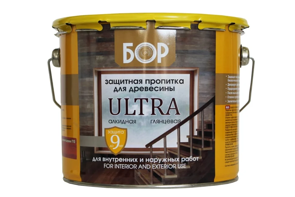 Пропитка защитная БОР ULTRA тонирующая алкидная глянцевая КАЛУЖНИЦА 8кг