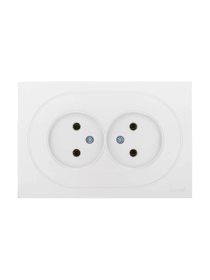Розетка 2-местная СП Lezard OSEN без заземления, белая искра матовая