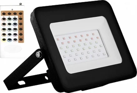 Прожектор светодиодный 30Вт RGB 220-230В IP65 2835SMD с пультом, черный Feron LL-612