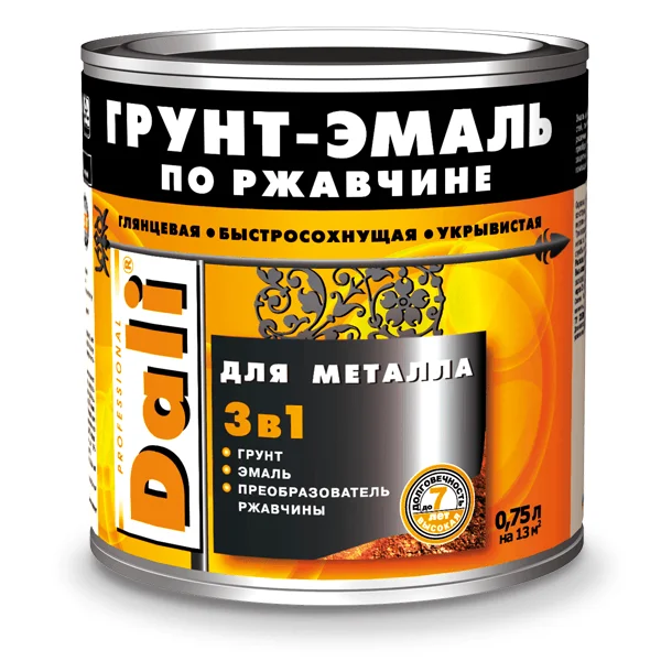 Грунт-эмаль по ржавчине 3 в 1 белая (RAL 9010) 0,75л DALI