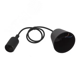 Патрон ЭРА цокольный Е27 ACS PTR/P-E27-PLA-BL-CAB с подвесом пластиковый черный Патрон ЭРА цокольный Е27 ACS PTR/P-E27-PLA-BL-CAB с подвесом пластиковый черный