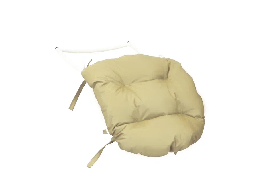 Подставка для ног на кресло подвесное, с ротангом белое, бежевая подушка