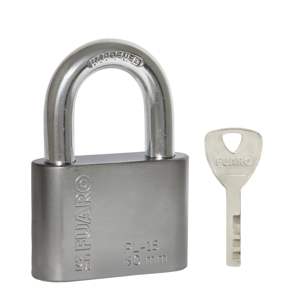 Замок навесной FUARO PL-WEATHER-1550 Nickel 4 fin key ( PL-15-50) диск. /блистер