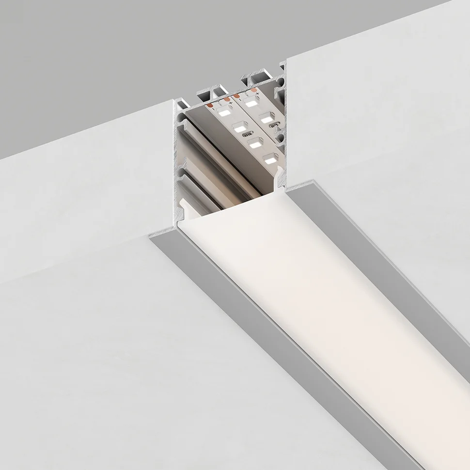 Профиль алюминиевый "Линии света" (51х35), серебро, 2м (в компл 2 загл.,4 крепежа) CAB255