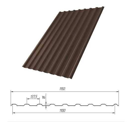 Профнастил С-20(Тип), 0.5 мм, Quarzit ** 1.15 * м2