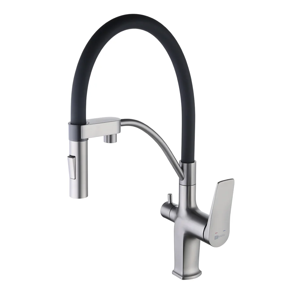 Смеситель Lemark Bronx LM3761GM для кухни с подключением к фильтру с питьевой водой, латунь, цвет графит матовый