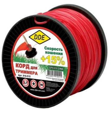 Леска на катушке 2,7мм 90м звезда, красный,"Speed line", DDE