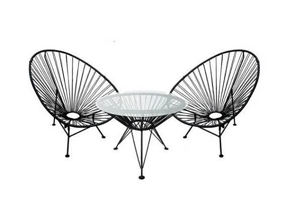 Комплект мебели: Кресло "Ракушка" (2 шт) и стол, цвет черный