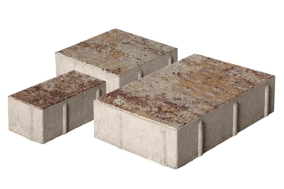 Плитка тротуарная Новый город Хаски (3 элем.80*160*60, 160*160*60, 240*160*60) Color mix верхний прокрас, белый цемент СИЯН (8,294 м2/поддон-11ря)