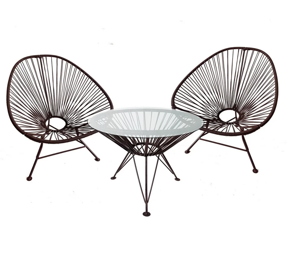 Комплект мебели: Кресло "Ракушка" (2 шт) и стол, цвет коричневый