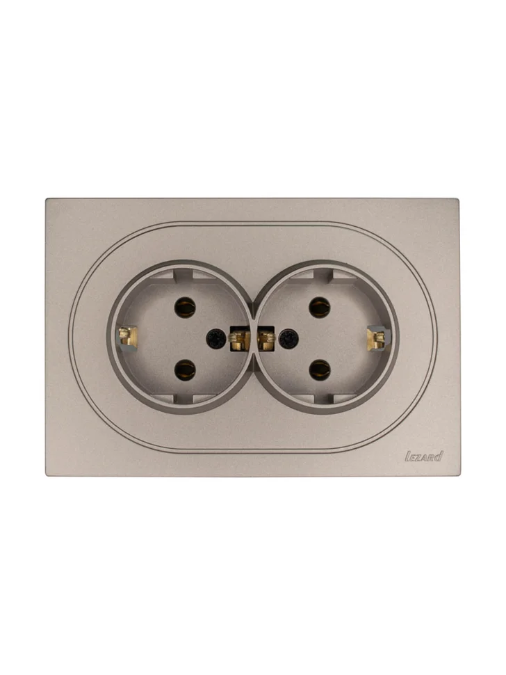 Розетка 2-местная СП Lezard OSEN с заземлением, титан