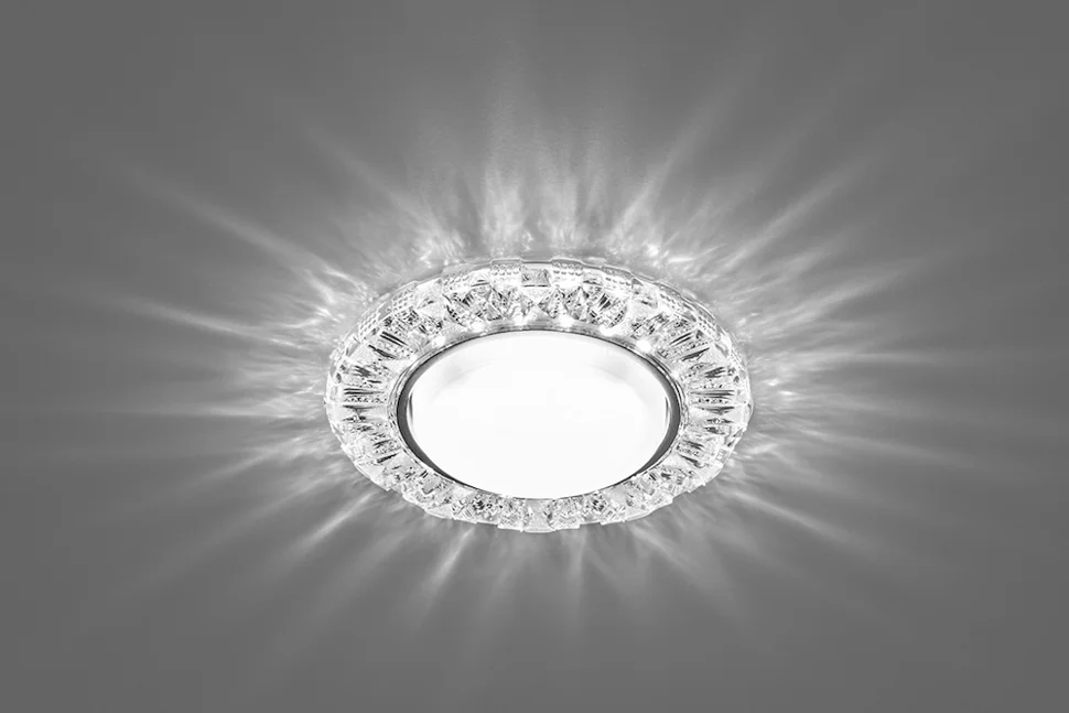Светильник точечный Feron CD4023 со светодиодной подсветкой, 20LED*2835 SMD 4000K, 11W GX53, прозрачный, хром