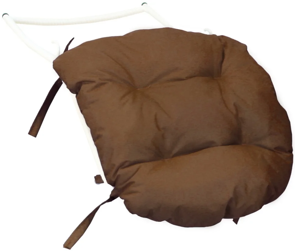 Подставка для ног на кресло подвесное, с ротангом белое, коричневая подушка