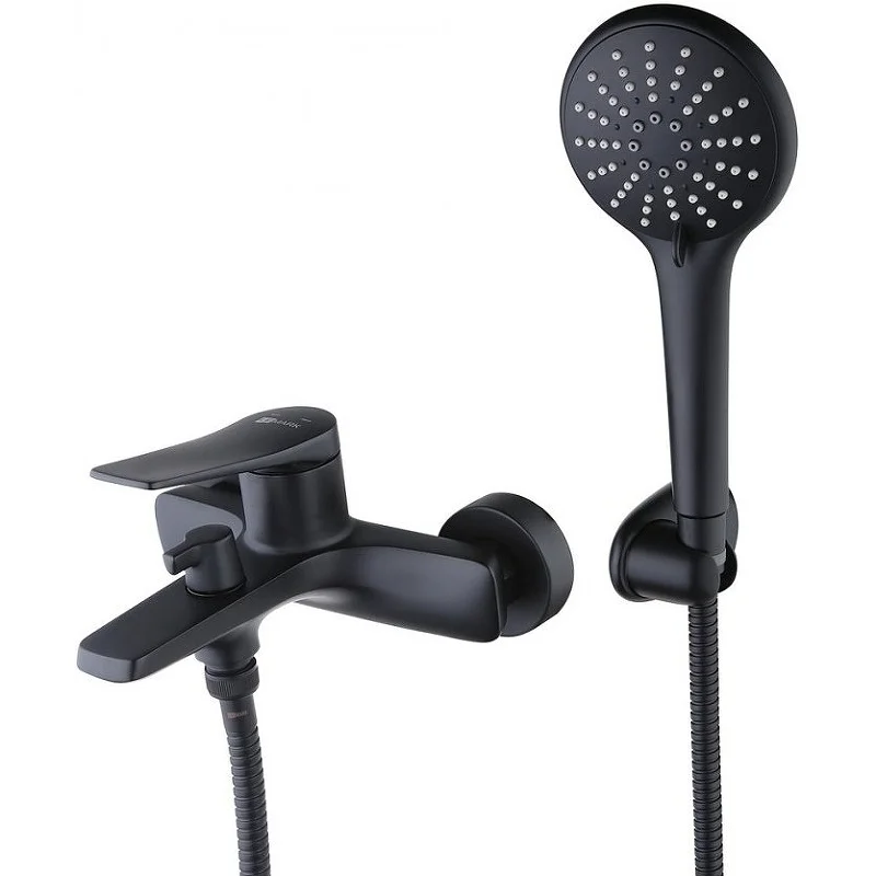 Смеситель LEMARK Bronx LM3714BL для ванны и душа, с коротким изливом, с ручной душевой лейкой, чёрный