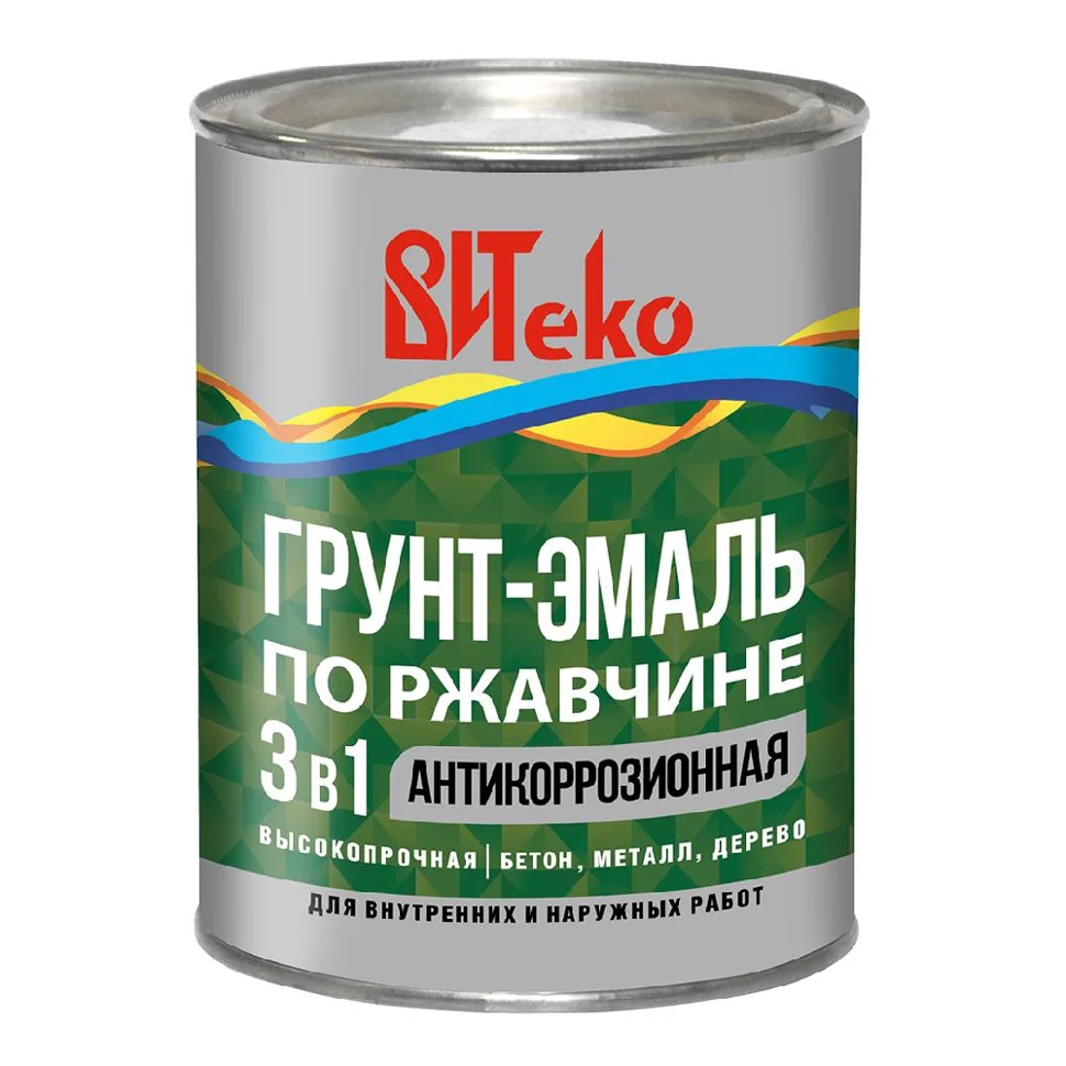 Грунт-эмаль по ржавчине 3 в 1 черная 0,8кг ВИТЕКО