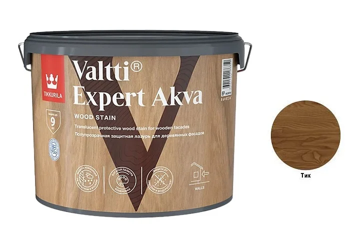 Антисептик лессирующий Tikkurila VALTTI EXPERT AKVA 9л тик