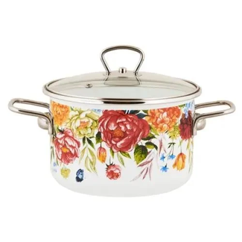 Кастрюля Appetite Пионы / Peonies цилиндрическая 1SD165S эмаль 2л Кастрюля Appetite Пионы / Peonies цилиндрическая 1SD165S эмаль 2л