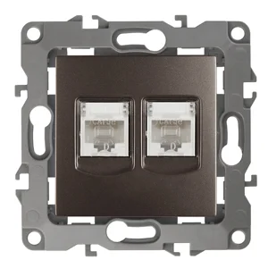 Розетка информационная двойная СП (2XRJ45), Эра12, бронза, арт.12-3108-13