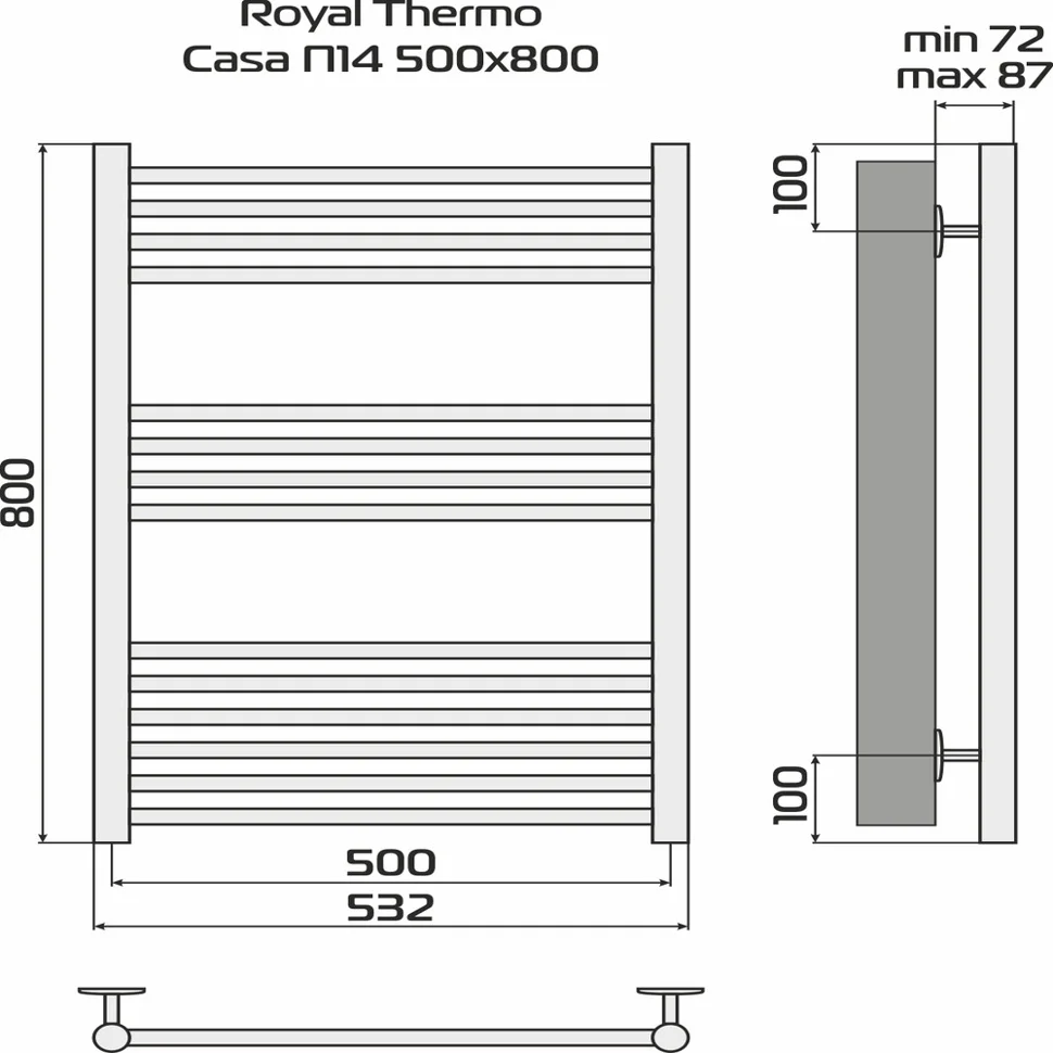 Полотенцесушитель водяной Royal Thermo Casa П14 500х800 с нижним подключением