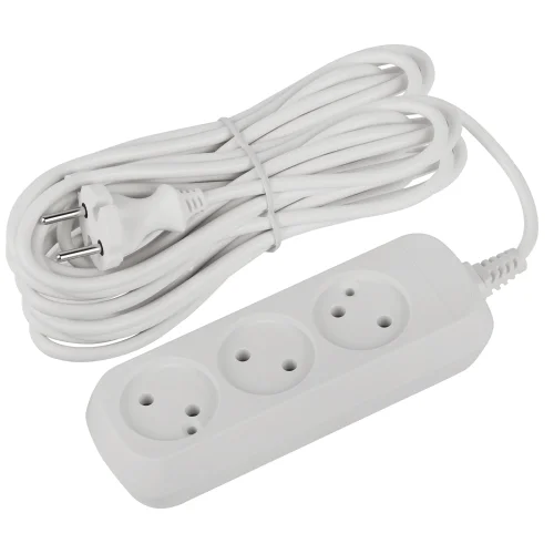 Удлинитель без заземления 3 гнезда 10 метров 10А, 2x1мм2 ПВС белый Россия ЭРА Greenline UDL-10-3100